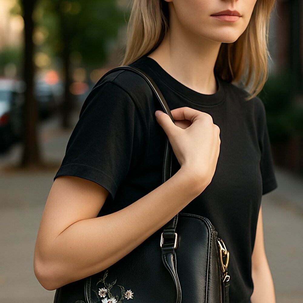 (14)Shoulders bag womens midium size black color